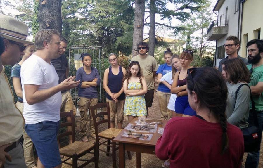 Students learn about pottery from Prof. Gijs Tol (University of Melbourne).