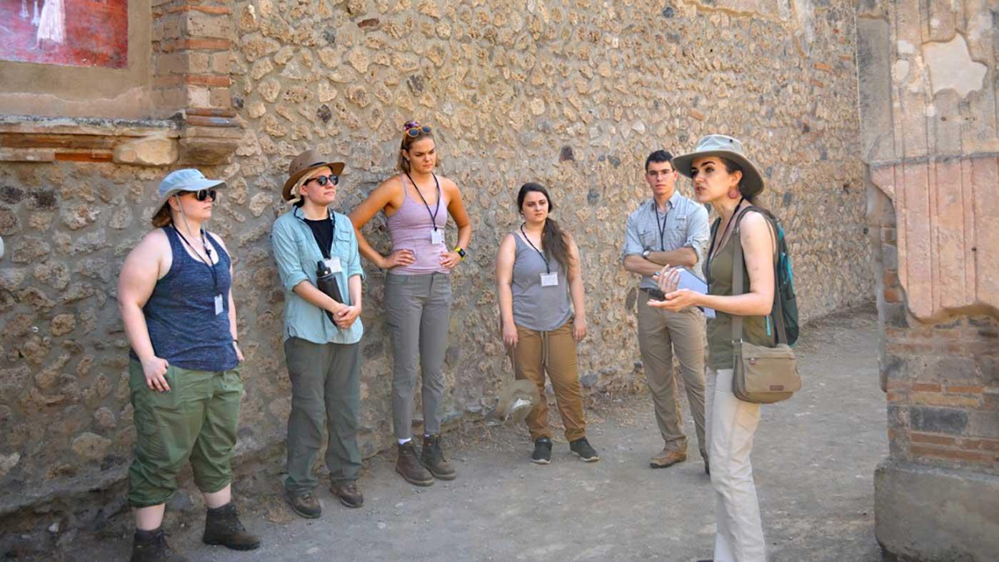 Students with Professor Caitlin Eilis Barrett at a field site