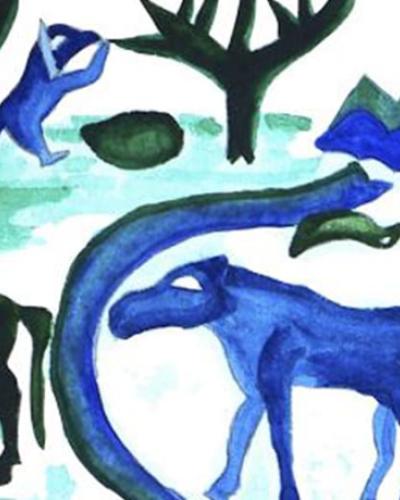 Conference poster: painting of animals and trees