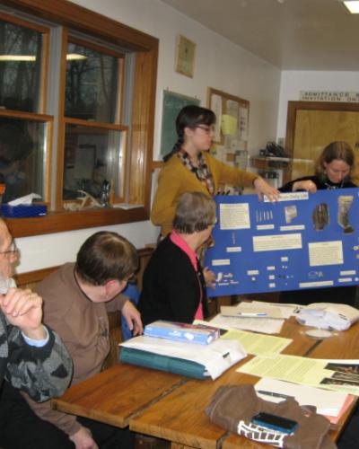alt=&quot;Students present research to members of the Friends of Treman community group&quot;